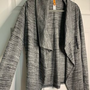 Lucy gray marled shawl button wrap cardigan